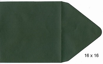 10 Vierkante enveloppen 16 x 16 cm donkergroen