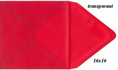 10 Vierkante enveloppen transparant 16 x 16 cm Red