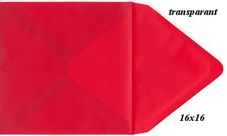 10 Vierkante enveloppen transparant 16 x 16 cm Red