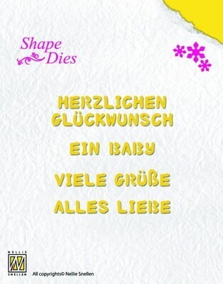 Nellie shape Dies Text German