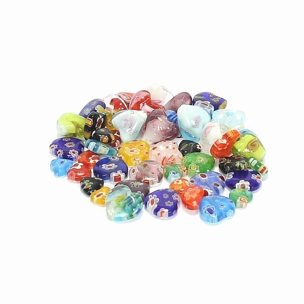 Kralen hartjes glas mix