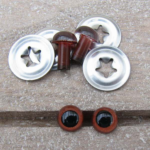 Veiligheids oogjes bruin met pupil 6mm