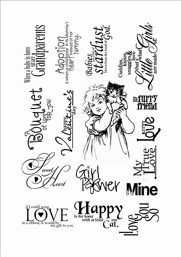 Stempel sheet 052 girl english text