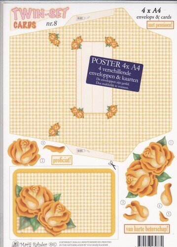 Marij Rahder twin set  cards bloemen