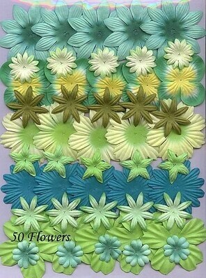 Paper flower set green