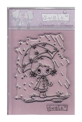 Clear stamp girl rain