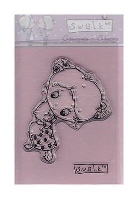 Clear stamp girl with cat