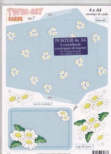 Marij Rahder twin set cards  bloemen