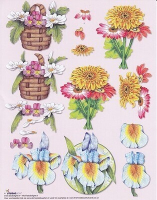 3d feuille fleurs