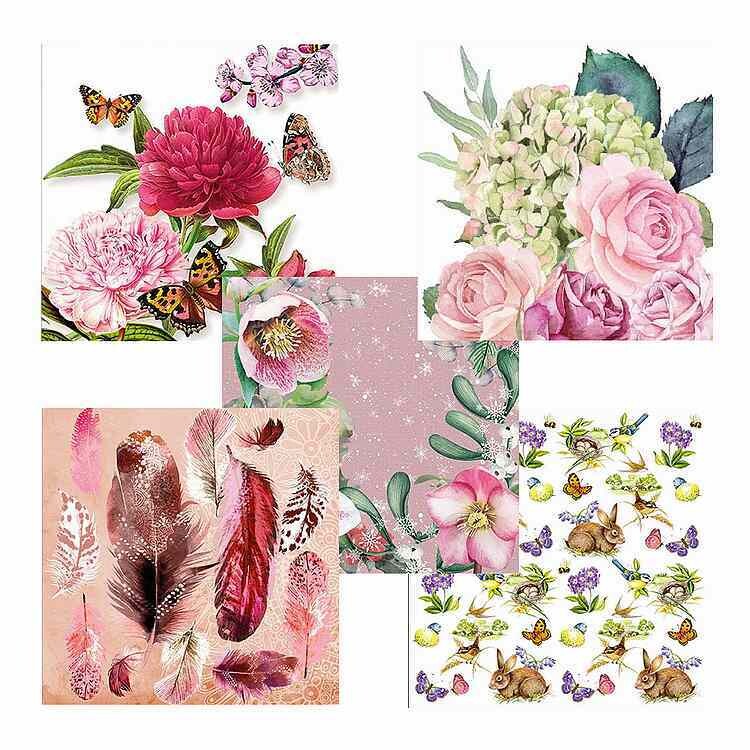 Servetten set  bloemen 10 stuks