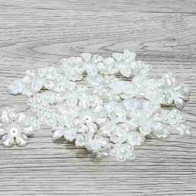 Acryl bloemen parelmoer mix