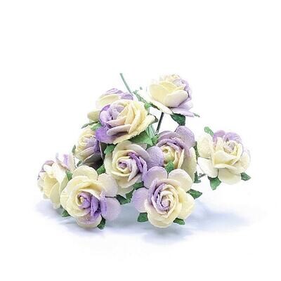 Bloemen roosjes creme met paars