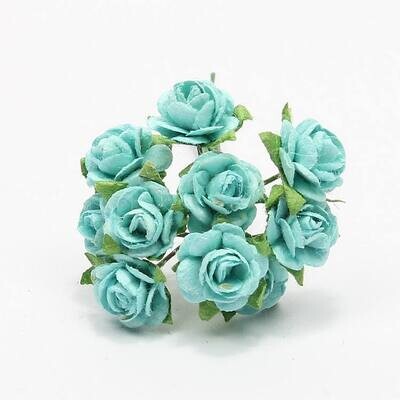 Bloemen roosjes aqua blauw