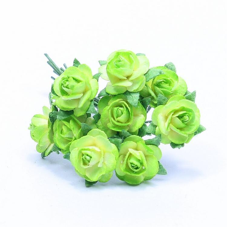 Fleurs roses vert jaune