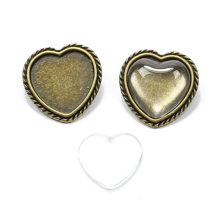 Broche set bronze hartjes