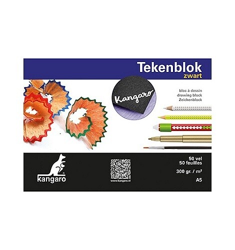 Tekenblok zwart A5 300 grams