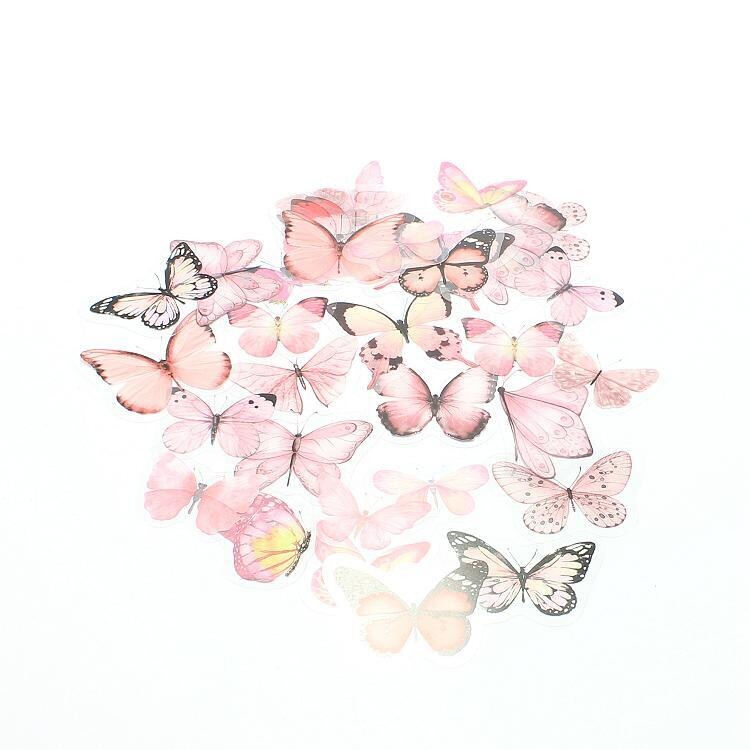 Mini stickers vlinder roze
