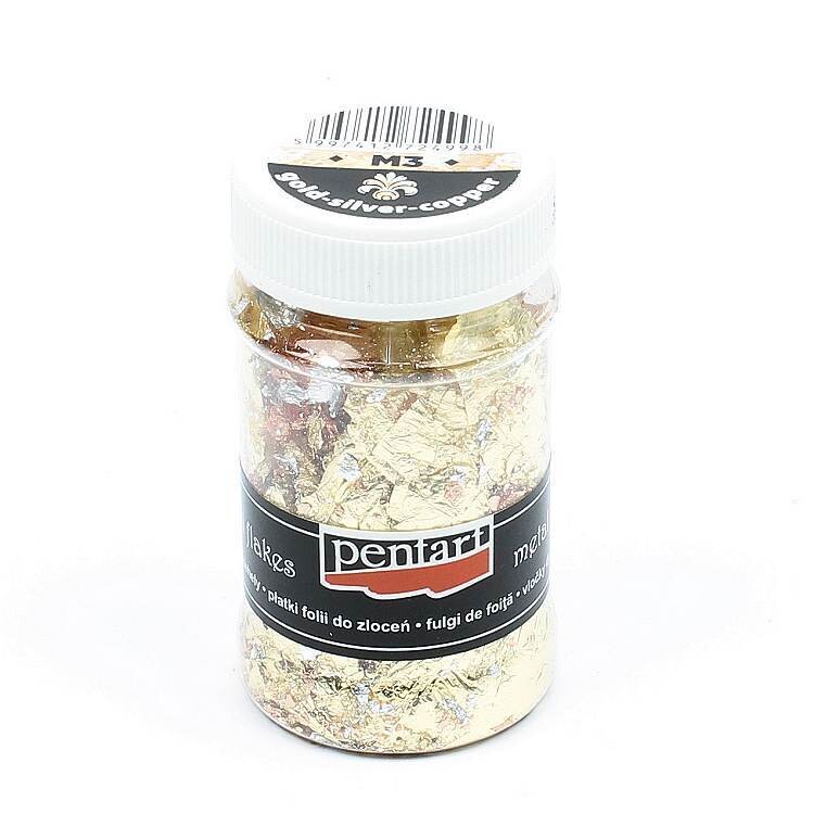 Metal flakes gold silver copper