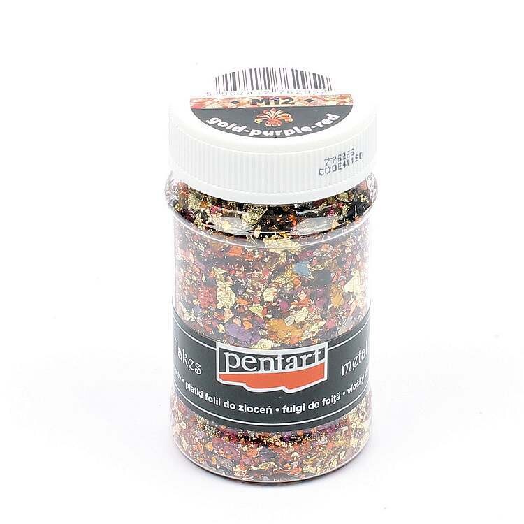 Metal flakes gold purple red