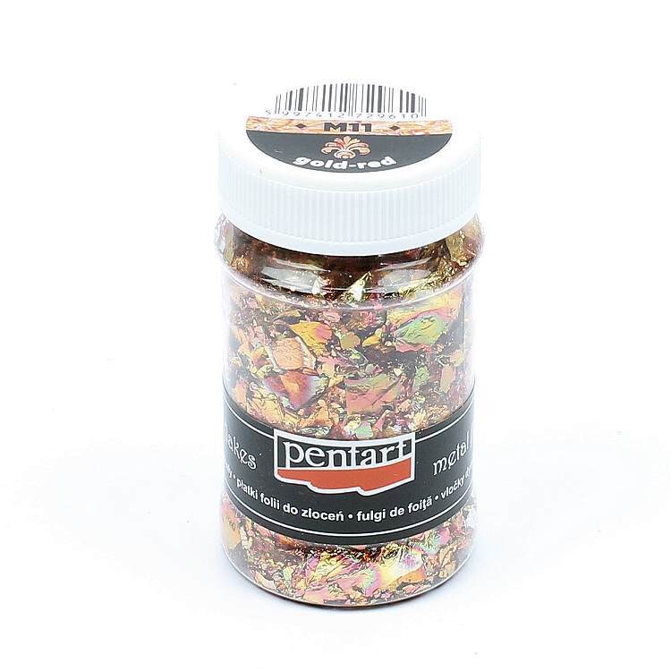 Metal flakes gold red