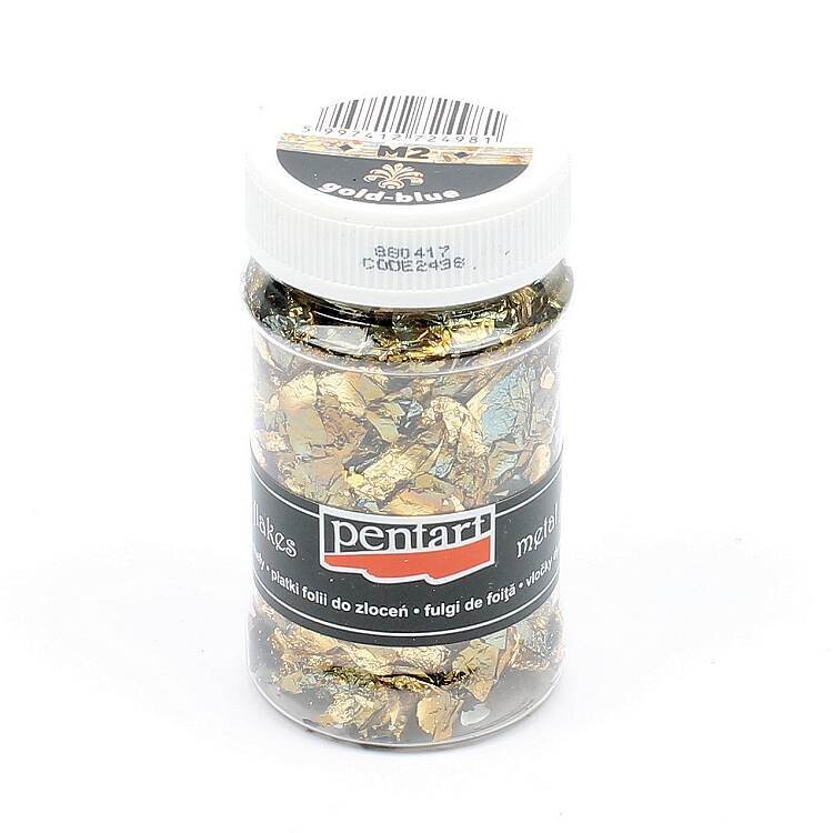 Metal flakes gold blue