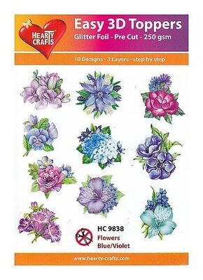 Easy 3D Toppers Flowers blue/violet