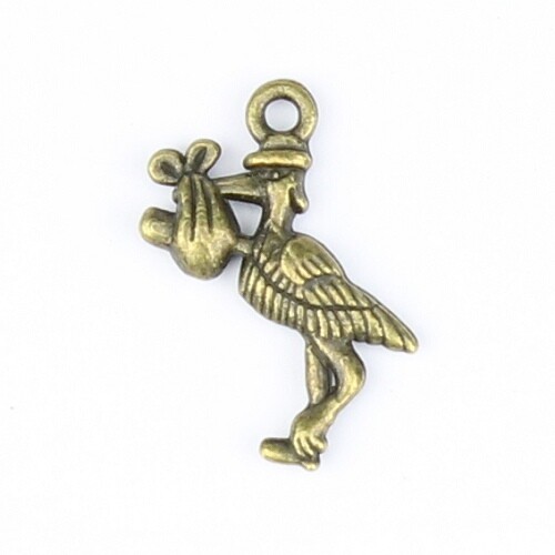 Charms stork with baby 3 pieces