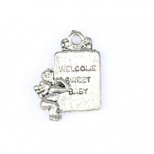 charms  birth plate with angel 3pcs