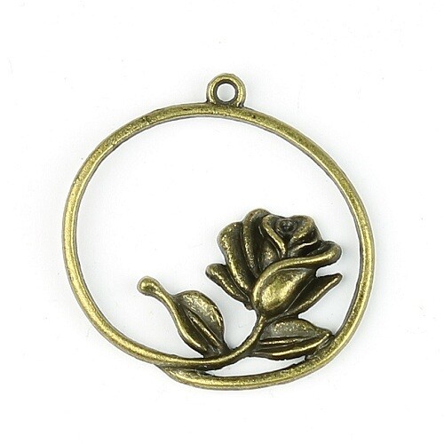 Charms rose in ring 2 pcs