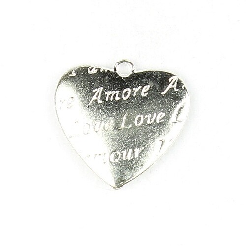 Charms  love heart 2 pcs