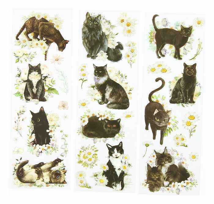 katten stickers wit