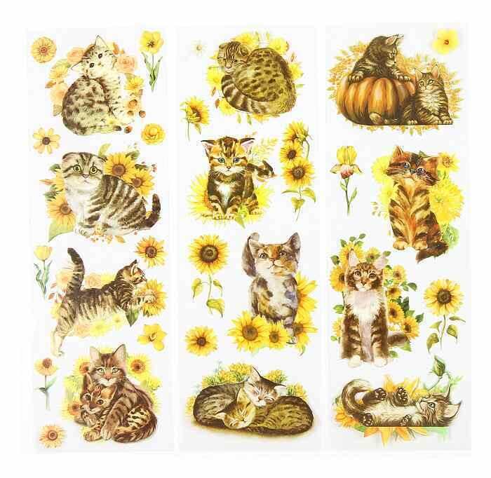 katten stickers geel