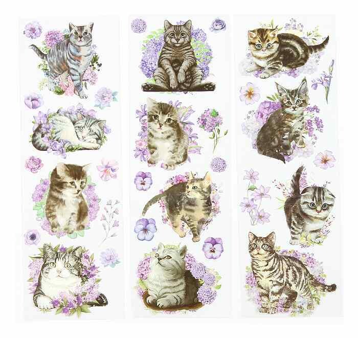 cat stickers purple