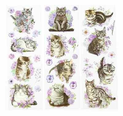 katten stickers paars