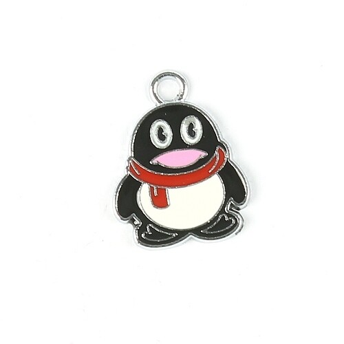 Enamel Charm pinguïn 2 stuks