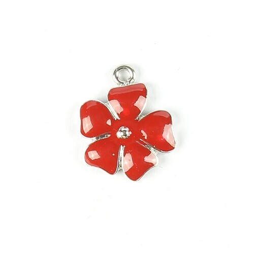 Enamel Charm bloem 2 stuks