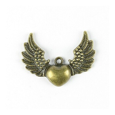 Charmes coeur avec des ailes 2 pièces