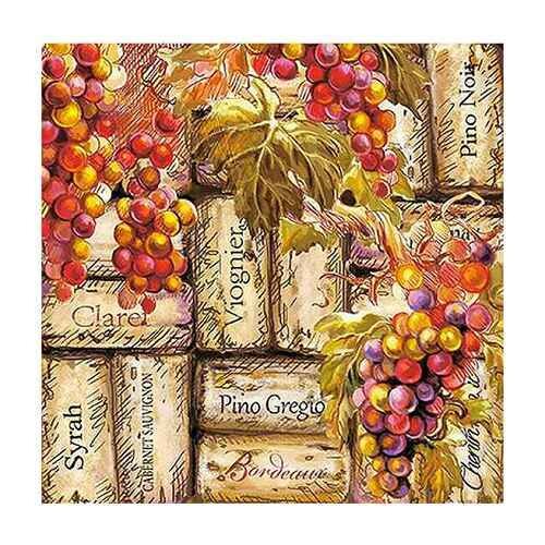 Servet grapes & corks 1 pcs