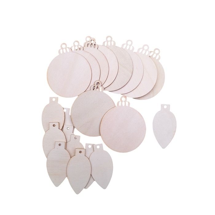 Houten kerstballen hangers
