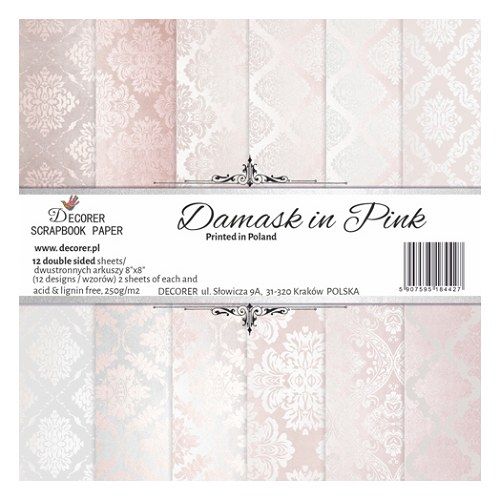 decorer scrapbook paper damask in pink