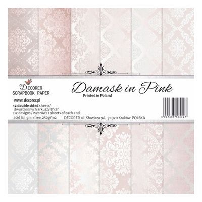 decorer scrapbook paper damask in pink