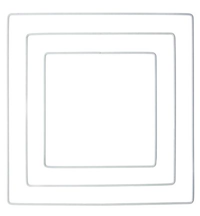 Metalen ring vierkant wit 20 x 20 cm