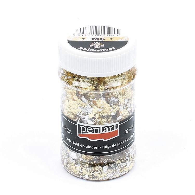 Metal flakes gold silver