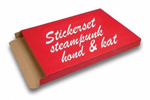 Sticker set steampunk plaatjes honden en katten