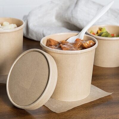 500 mL (16 oz) Paper Tub 110 Brown PE   (500 pcs)