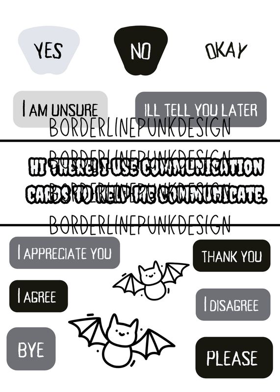 4x6 in Black and White Bat Communication Cards (Digital Download)