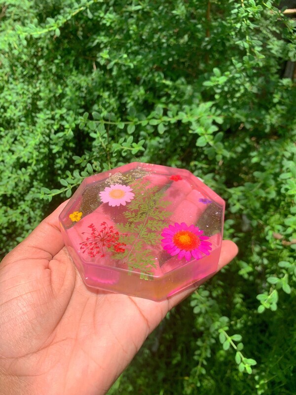 Floral Paperweight/Coaster