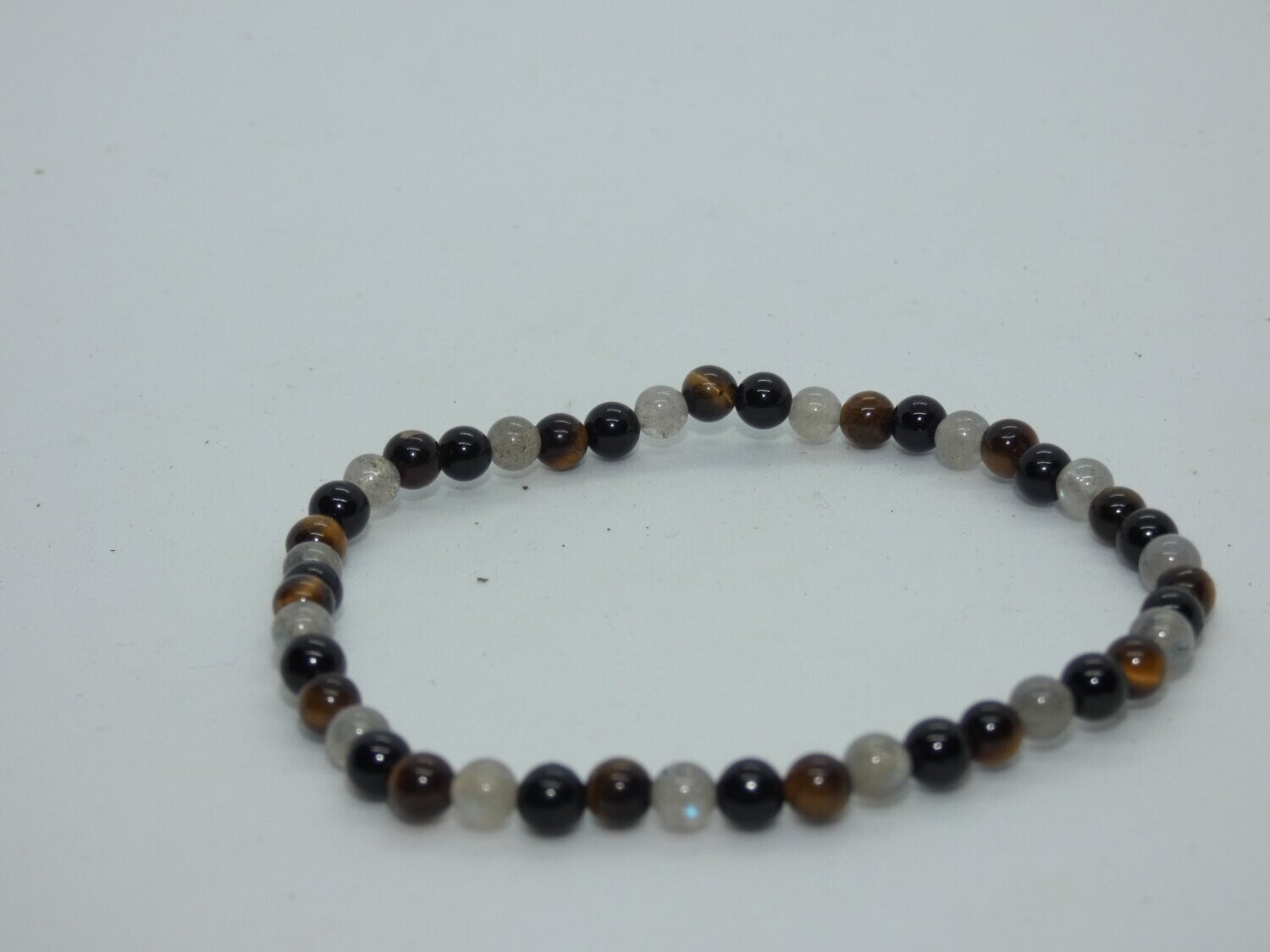 Labradorite, Oeil de Tigre, Tourmaline Bracelet Perles 4mm