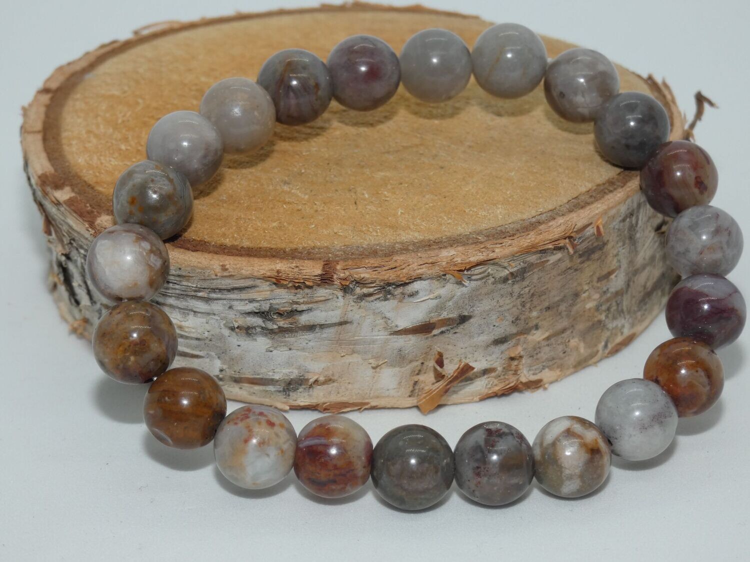 Agate Plume Bracelet perles 8mm