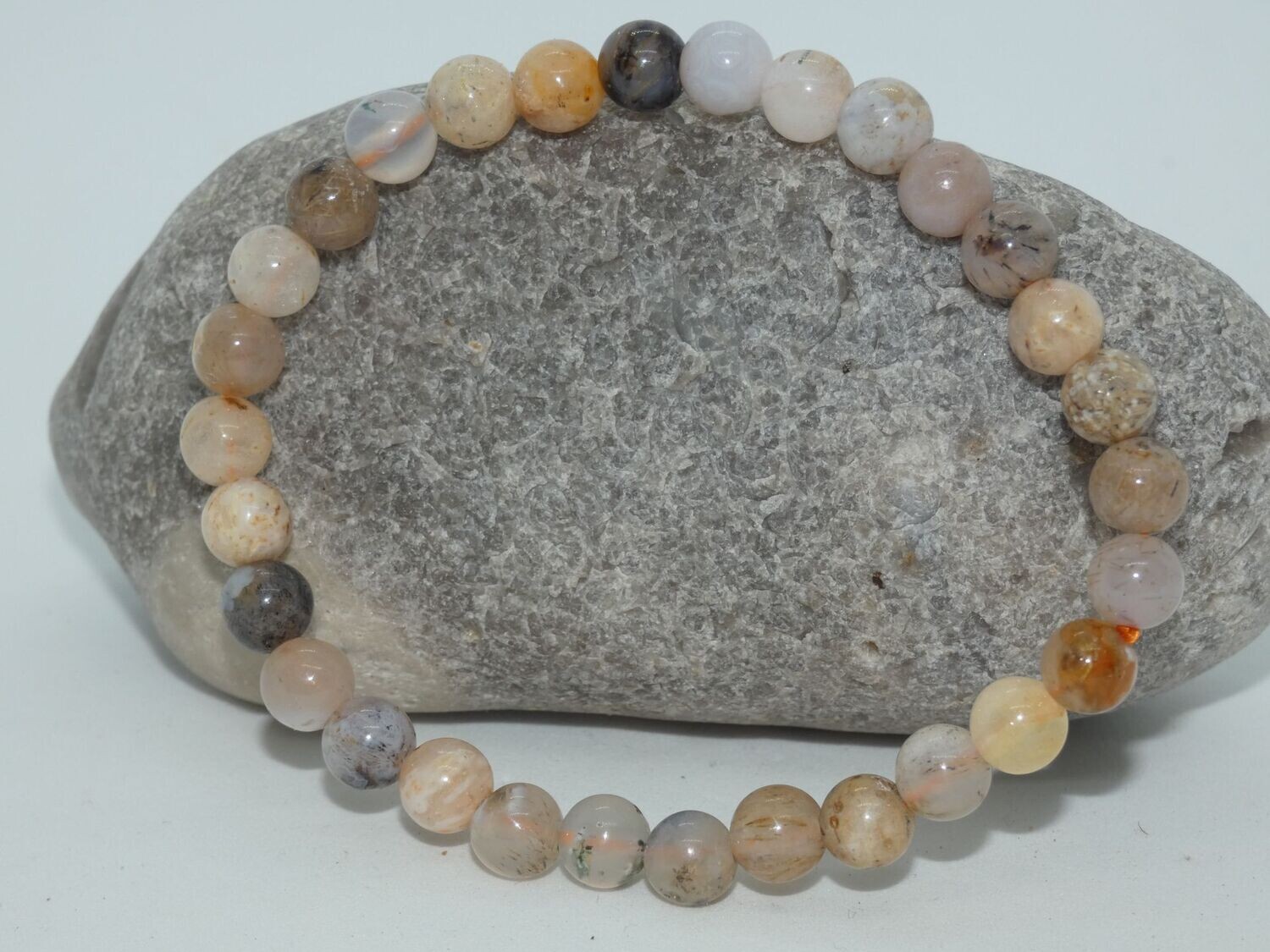 Agate Plume Bracelet perles 6mm